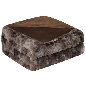 Double Sided Faux Fur Blanket 60"x78" Long Shaggy Throw Blanket, Brown